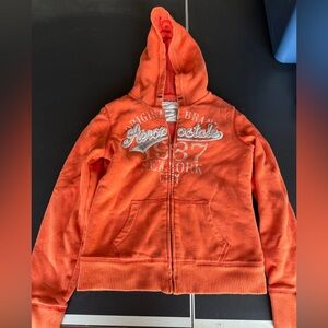 Aeropostale Lined Orange Zip-Up Hoodie with Logo